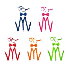 Dress Up America Neon Suspender Set - Bow-tie, Glasses, and Suspenders - Toddler