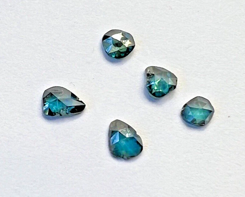 5 Pcs x 0.71 Ct. Blue Color.. Pear Shape.. Rose Cut.. Natural Diamonds - Image 3 of 4