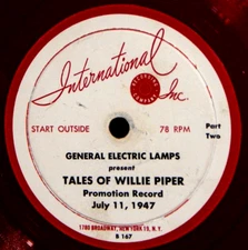 General Electric Lamps present Tales of Willie Piper 78 PLAY GRADED Fully Tested