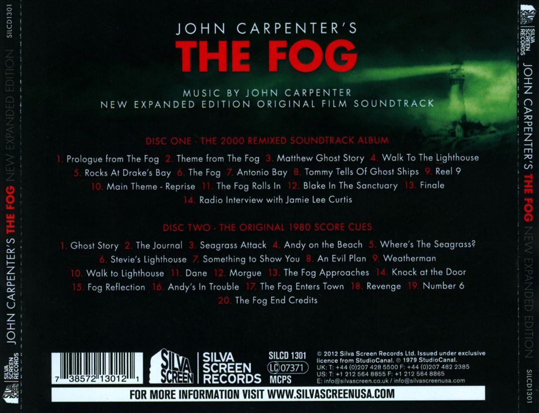 JOHN CARPENTER FOG [ORIGINAL MOTION PICTURE SOUNDTRACK] NEW CD