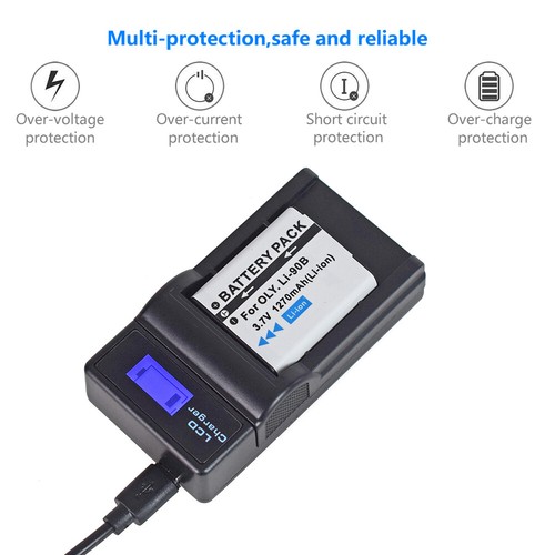 LCD USB Battery Charger for Olympus Li-90B Li-92B Ricoh DB-110 UC-90 LI-90C - Picture 7 of 8