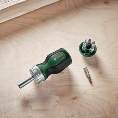 Bosch Stubby Ratschenschraubendreher 6-tlg | Magnetischer Bithalter | Kompaktes