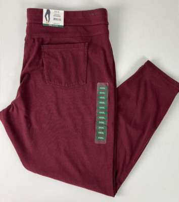 Hue Utopia Womens Leggings Size XXXL 24-26 Plus Mid Rise 00728 Pockets Red A50