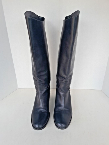 Sartore Paris Womens Sz EU 36 US 6 Knee High Boots - Black Leather Pull On $1095 - Picture 2 of 14