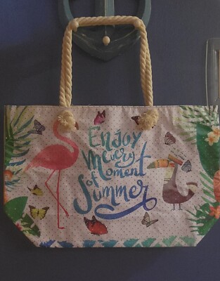 Nollia Glitter Diamond Summer Tote Beach Swim Bag Enjoy Every Moment of Summer 