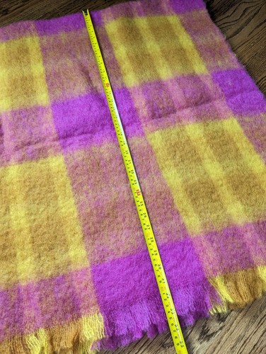 VTG Heather Brae Mohair Wool Blanket Tweedvale Plaid Scotland 66x49" DEADSTOCK - Picture 4 of 12