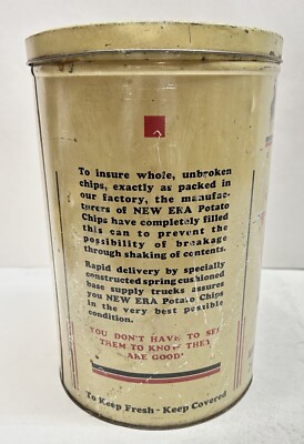 NEW ERA Potato Chips ヴィンテージ ブリキ缶 Vtg 1950's New Era Potato Chip 11.25