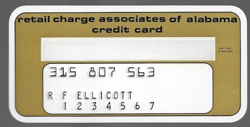 1967 birmingham ALABAMA orig multi-store charge plate; card + original envelope