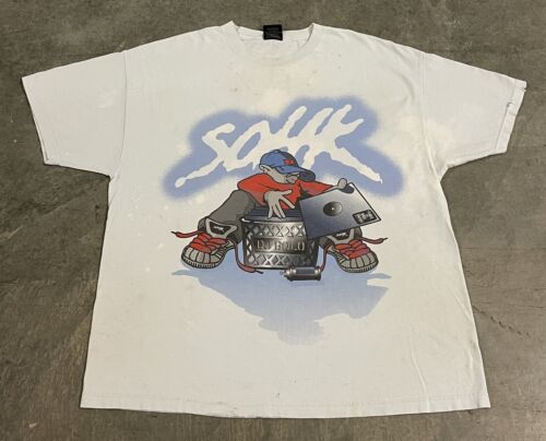 VTG DISTRESSED School of Hard Knocks SOHK Vinyl DJ BOLO T-Shirt Adult 2XL - Picture 1 of 19