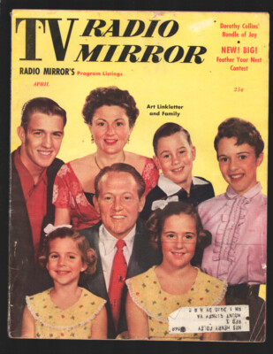 MAG: TV Radio Mirror 4/1955-Art Linkletter & family cover with story-Ma Perki...