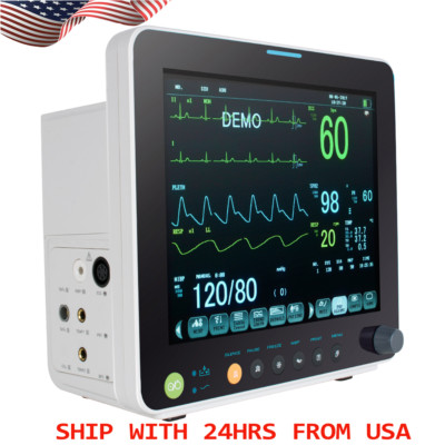 Portable Multi-parameter Monitor for ECG, NIBP, SPO2, TEMP - 12'' Screen