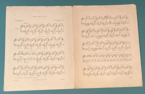 Melody in F Piano Sheet Music 1903 Anton Rubinstein Russian Piano Music - Picture 2 of 11