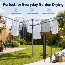 4 Arm Rotary Washing Line 40m 50m 60m Heavy Duty Garden Airer Cover Spike UK