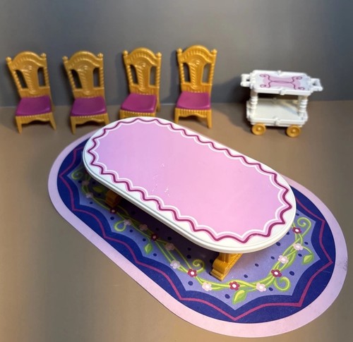 Playmobil 5145 Royal Banquet Dining Room (incomplete set) Chairs Table Rug Cart