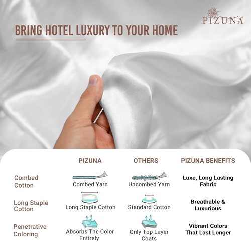 Cooling Deep Pocket King Size Sateen Sheets Set in 100% Cotton - White - Picture 8 of 9
