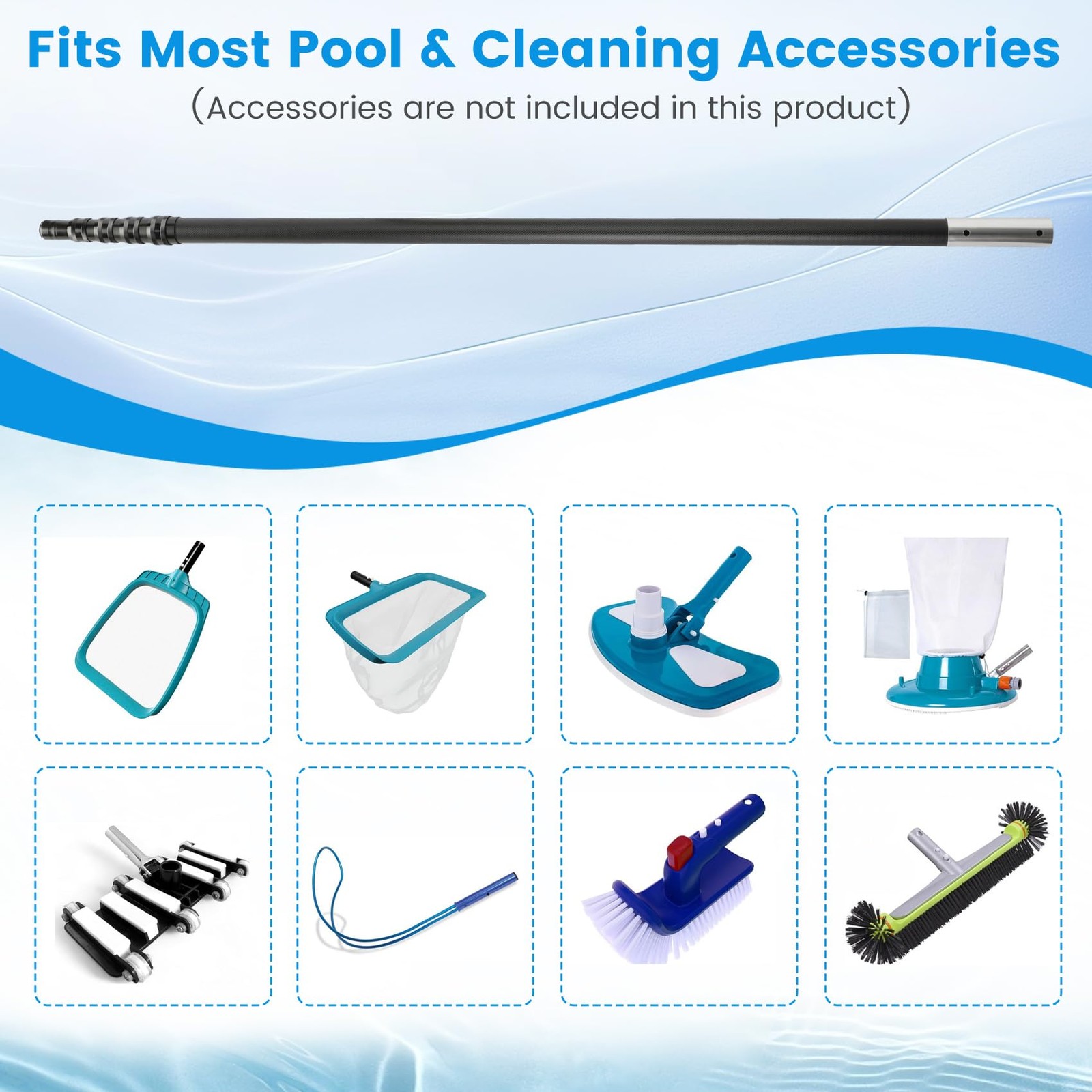 Pool Pole Carbon Fiber, Premium12FT Pool Pole Telescopic 3.7 to 12 FT, Adjust...