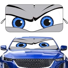 Car Windshield Sun Shade, Funny Eyes Sun Visor, Wear-Resistant Large eyes-grey