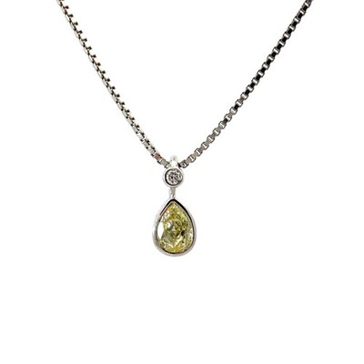 Fancy Diamond Pendant 0.60 ct., Yellow, Untreated in 585 White Gold