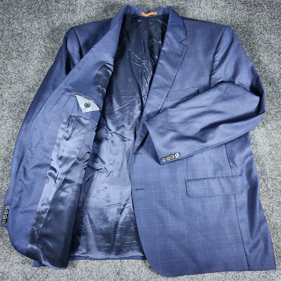 Traje de 2 piezas para hombre Loro Piana Cremieux 52R / 44x30 azul ventana a cuadros Foto 4 de 4