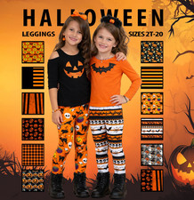Kids Halloween Leggings 1   Pumpkins, Bats, Stripes, Gingham