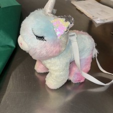 Unicorn Stuffed Animal Bag Plush Purse Tie Dye Rainbow Crossbody Girls