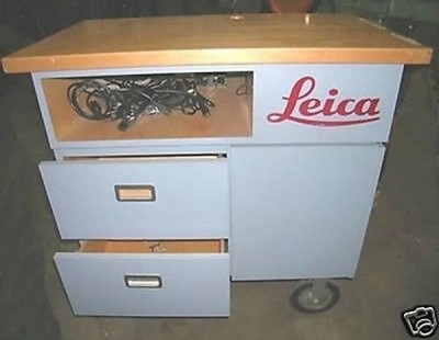 Leica Microscope Cart Instrument Cabinet Electronic Rack Drawers Wood 37''x24''x42