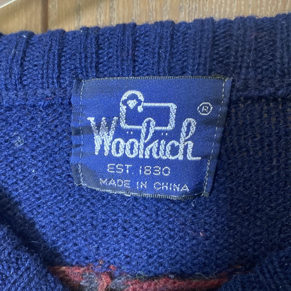 VTG Woolrich M Medium 100% Wool Mallard Knit Sweater Men's Read - Image 2 of 4