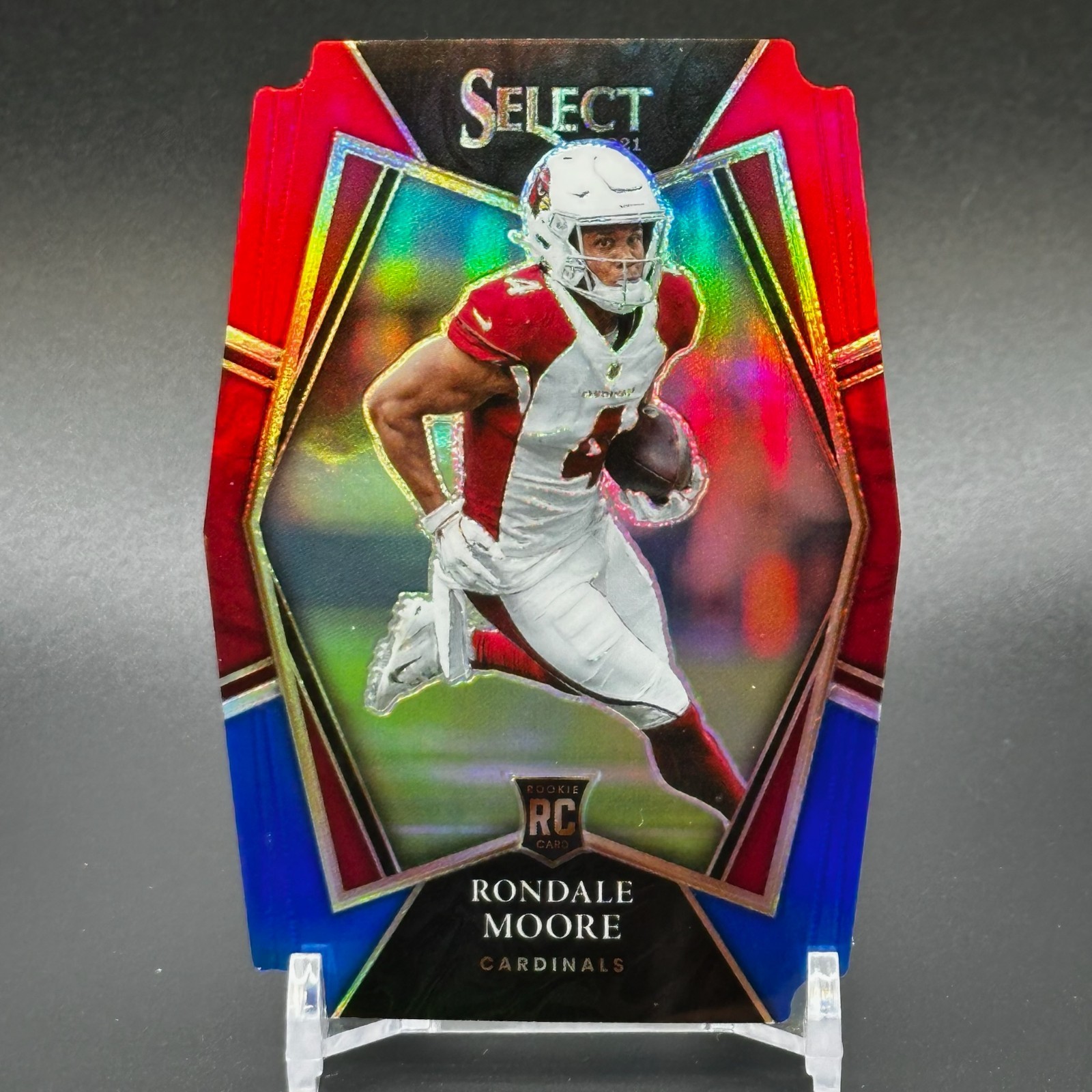2021 Panini Select Rondale Moore #158 Red & Blue Prizm Die Cut - Cardinals RC