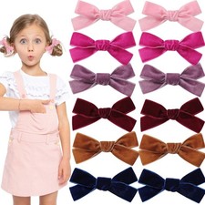 12 Pcs Velvet Hair Bows Velvet Bowknot Alligator Clips Hair Barrettes, Cute V...