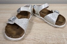 Birkenstock Rio Kids Glitter Sandals Silver Sparkle Birko-Flor EU 24 US 7