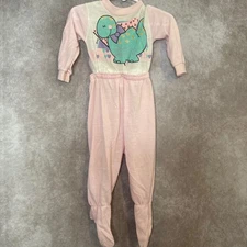 Rare Vintage 80s Lullaby Land 2pc Snap Pajama Set Prehistoric Sweetheart 18mo