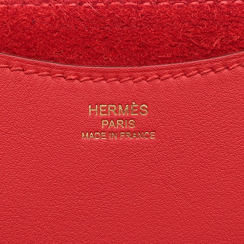 HERMES Handbag in the loop 18 Taurillon Clemence Vaux Swift  Rouge Kazak G - Picture 7 of 8