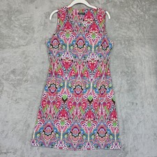 Tommy Hilfiger Dress Womens 12 Multicolor Paisley Sleeveless Shift Short Jersey