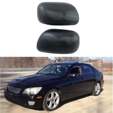 2PCS Carbon Fiber Style Side Mirror Cover Cap Add On For Lexus IS300 2001-2005
