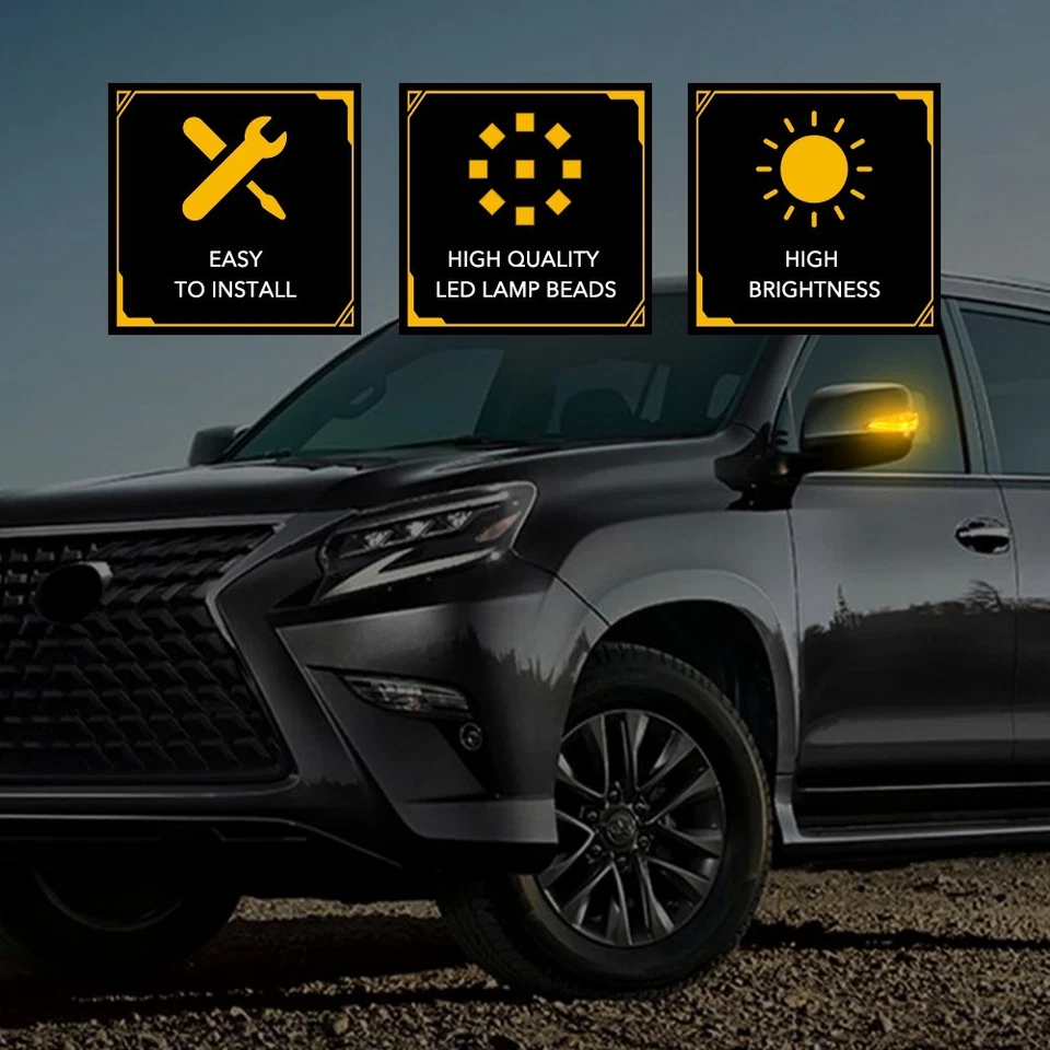 Clear For Lexus LX570 GX460 2010-2023 Driver LED Mirror Turn Signal Light Amber - Image 4 of 4