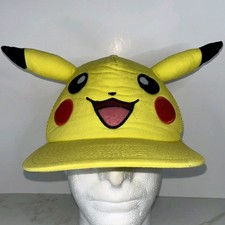 Pokemon Yellow Pikachu Plush 3D Ears Mesh Trucker Hat Adjustable Snapback