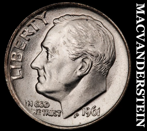1961 Roosevelt Dime- Silver- Choice Gem Brilliant Uncirculated Luster #J441