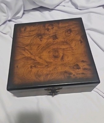 Vintage Wooden Cedar Handled Jewelry Trinket Storage Box Handcrafted