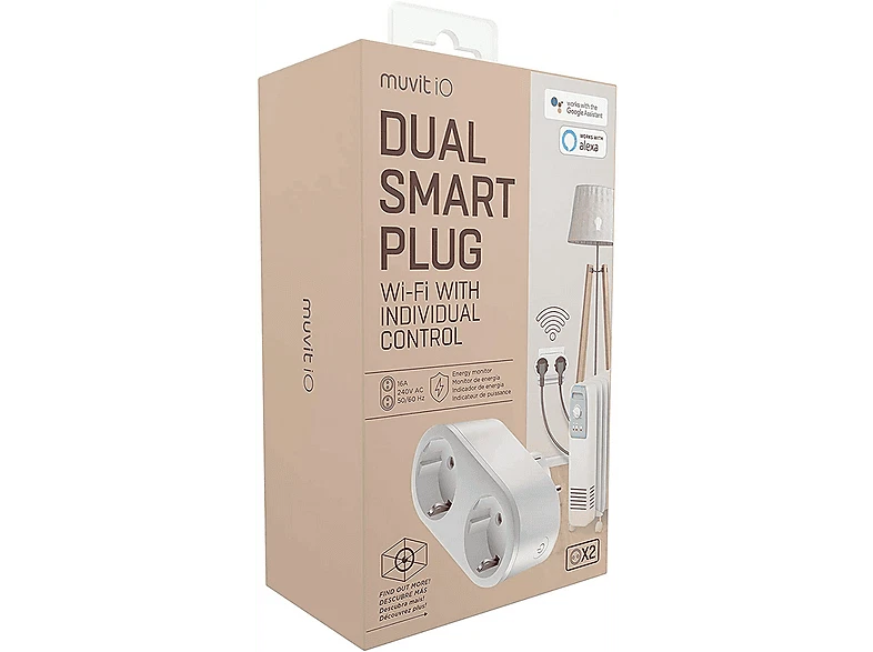 Enchufe inteligente - muvit iO enchufe doble inteligente WiFi con monitor de en - Imagen 4 de 4