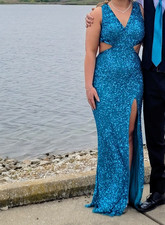 prom dress size 10 teal sequined
