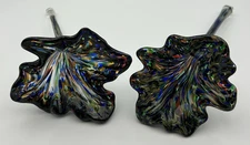 Blown Glass Sculpture Flowers 2 Pieces Decorative Art Artsy Gift Colorful Unique