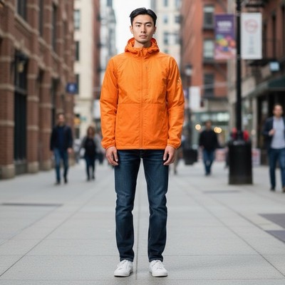 Adidas Own The Run Jacket Men's Size Large Orange Lightweight Full Zip Hooded