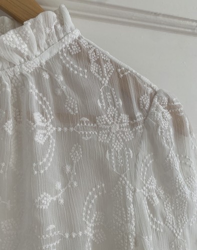SEZANE - Women’s Embroidered Sheer Top / Blouse Size EUR 36 / UK 8 - Picture 3 of 16