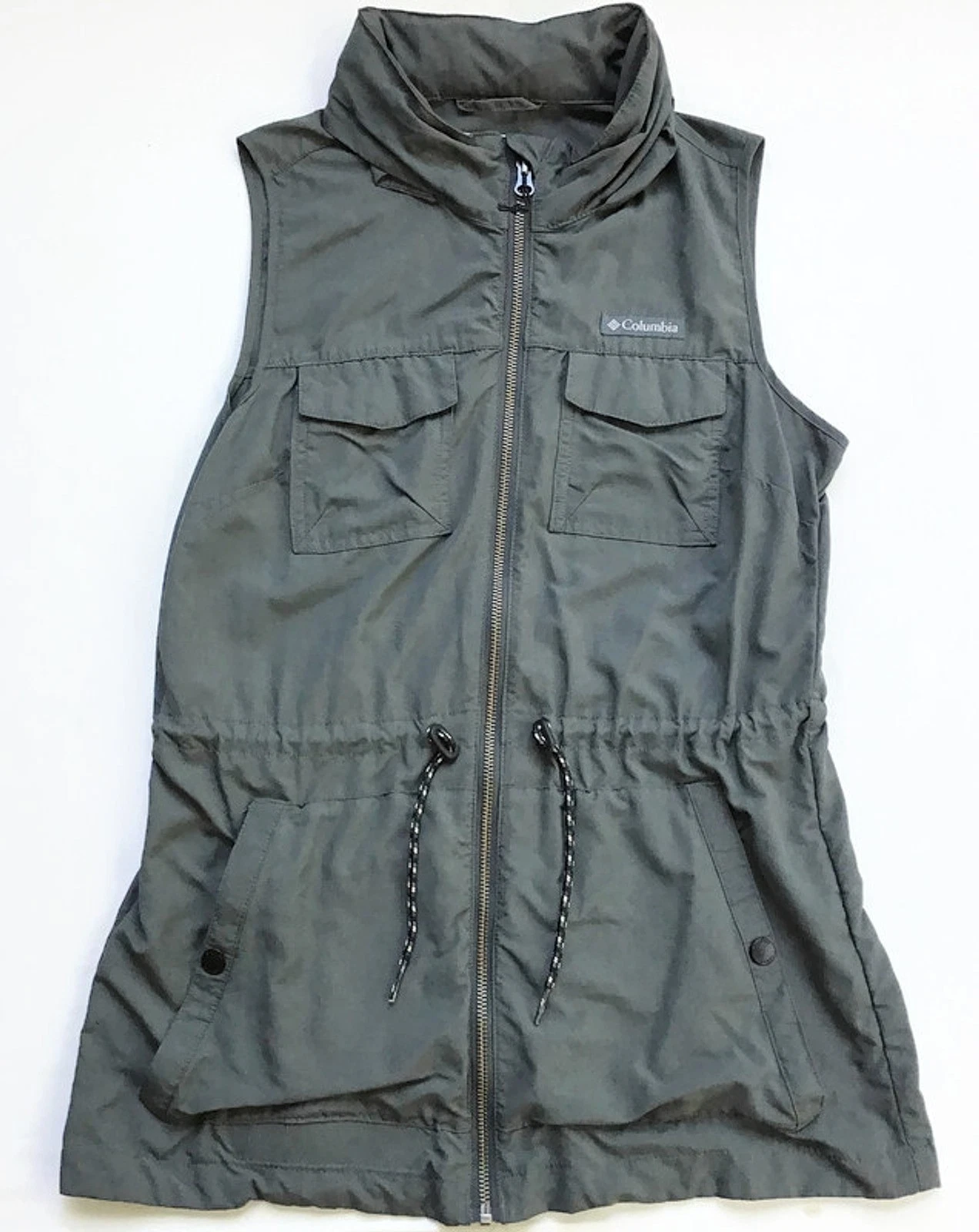 Columbia Vest Womens S *CUSTOM MOD* Gray Green Pockets Fishing Hiking Outdoors