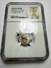Roman Empire Vespasian AD 69-79 Perhaps Plated Denarius NGC XF Emperor Seated