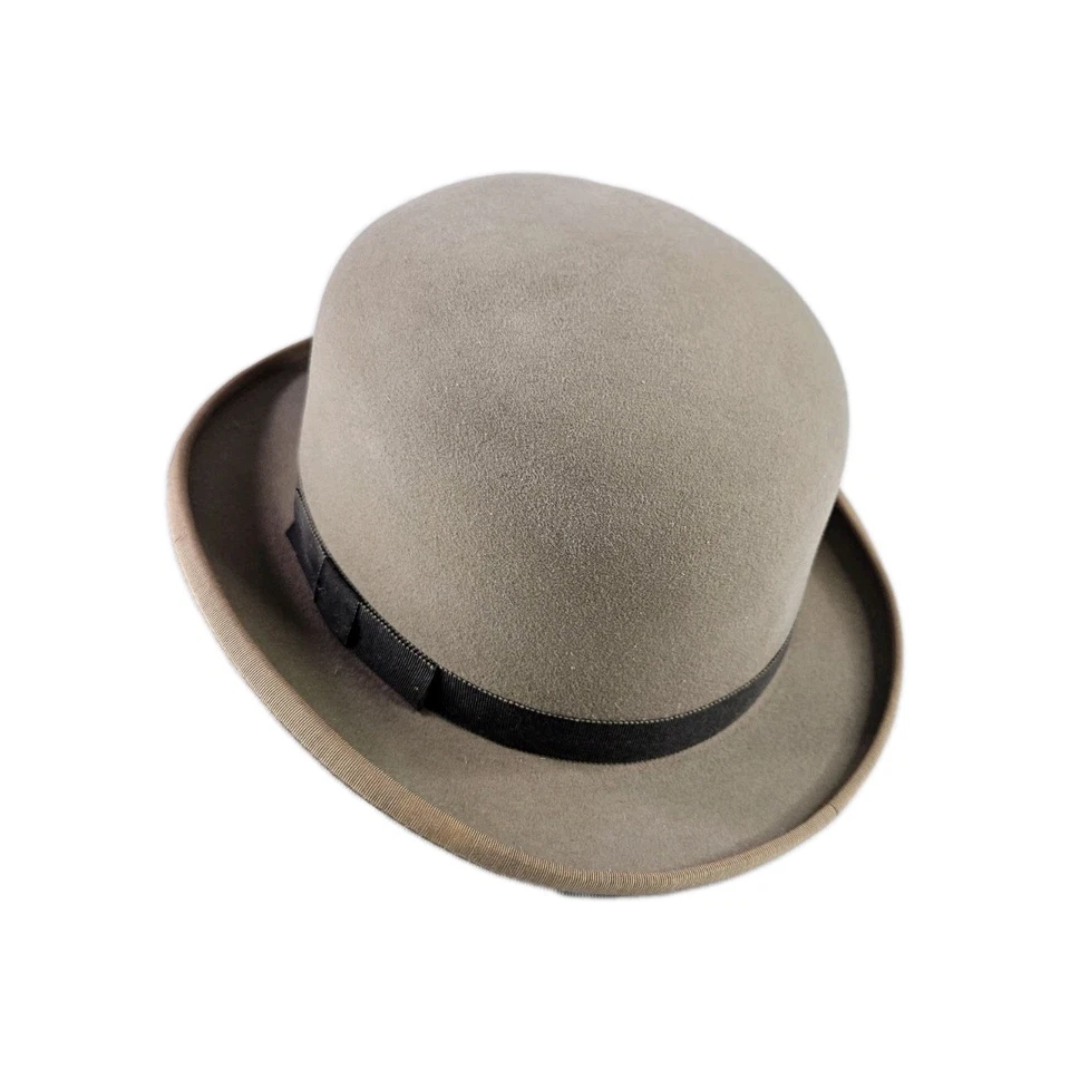 Sombrero de Castor De Colección 100% Piel Bowler Derby Marrón 7 1/8" Pioneer Square Seattle Defecto Foto 3 de 4
