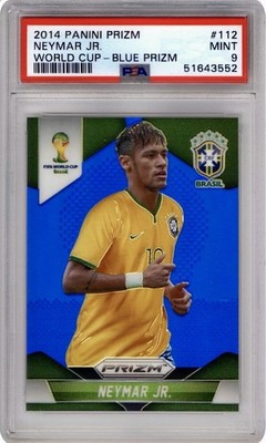 2014 Panini Prizm Neymar Jr. PSA 9 MINT Blue Prizm Rookie SSP #/199 RC Card #112