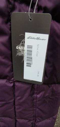 New Eddie Bauer Womens Down Parka Coat 650 FP Faux Fur Hood Sz Small Purple $249 - Picture 6 of 10