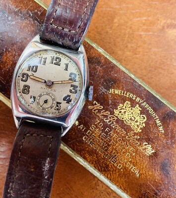 Rolex 1928 Gentleman's Tonneau in Sterling Silver, Original Box