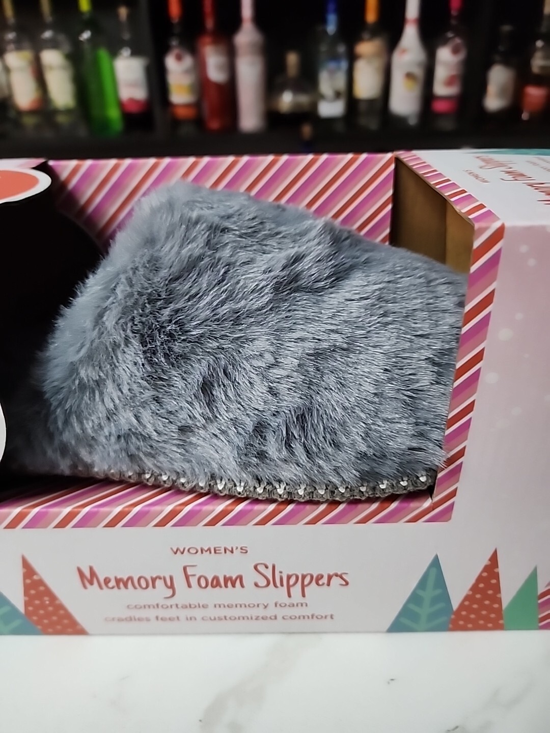 APL TOTES TOASTIES Pantofole da donna ~ pelliccia sintetica ~ memory foam ~ grigio ~ taglia LG 8 9